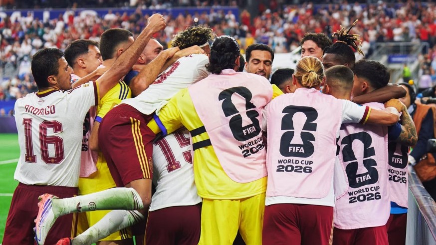 La Selección Española celebrando un gol en el Mundial 2026. Foto: EFE