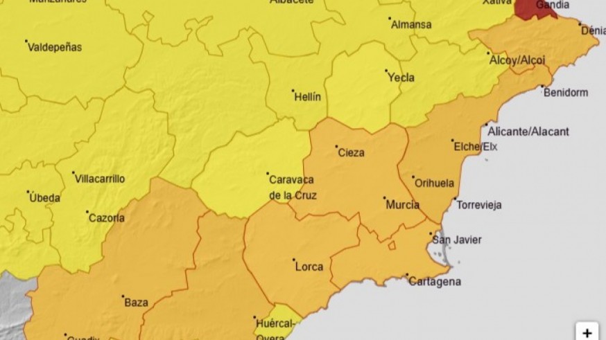 Se complica la situación meteorológica en la Región de Murcia