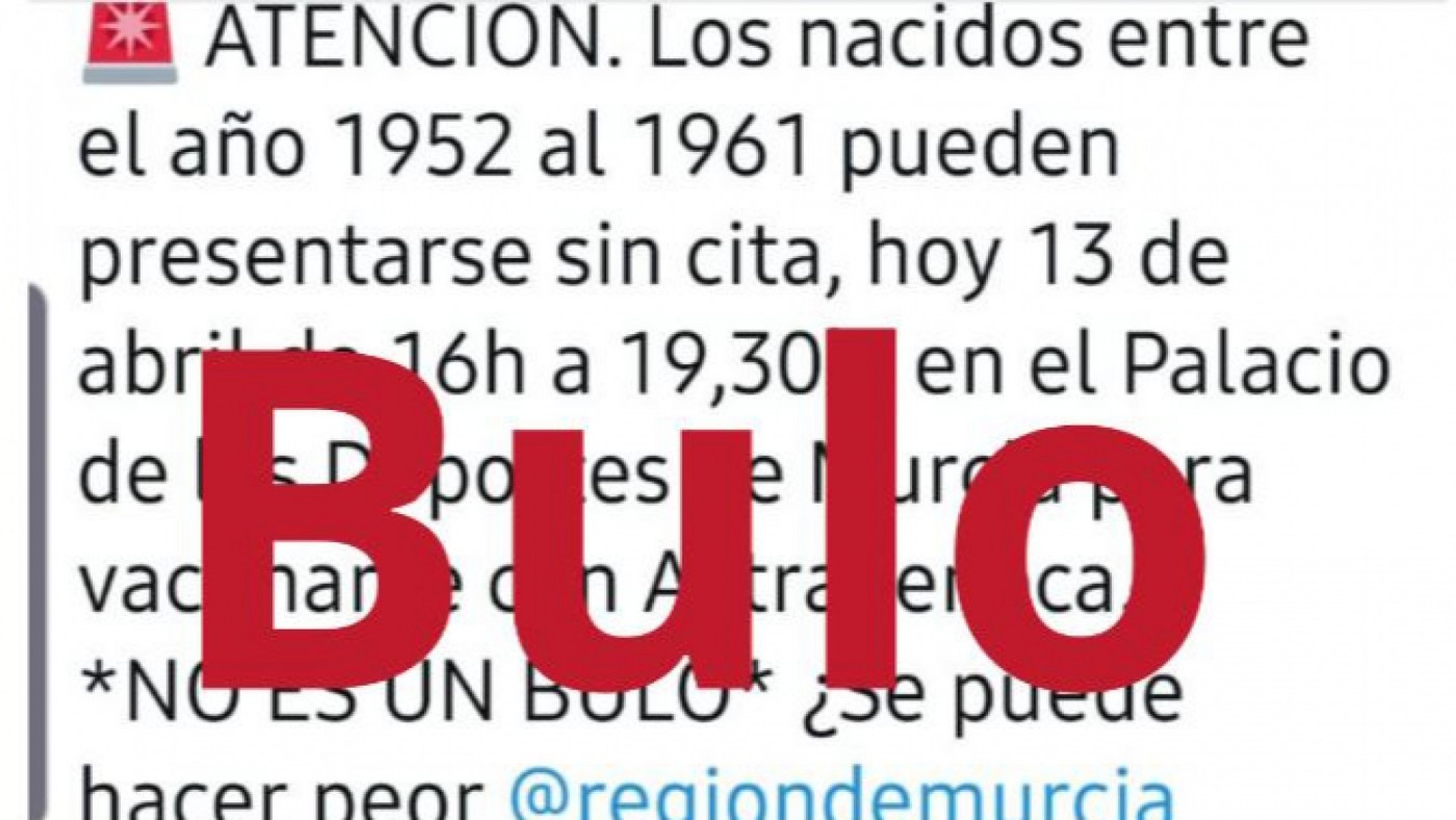 Mensaje falso que está circulando por redes sociales y que ha desmentido el Ayuntamiento de Murcia