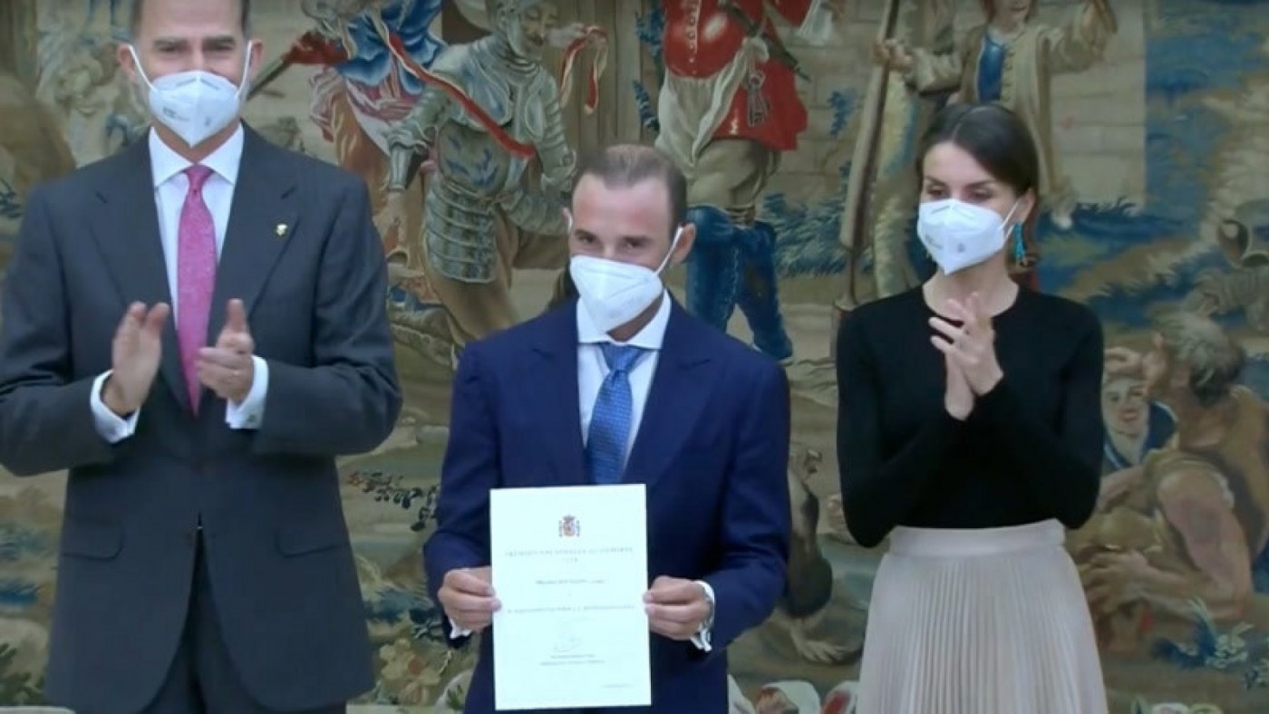 Alejandro Valverde galardonado con los premios Rey Felipe por su temporada 2018.