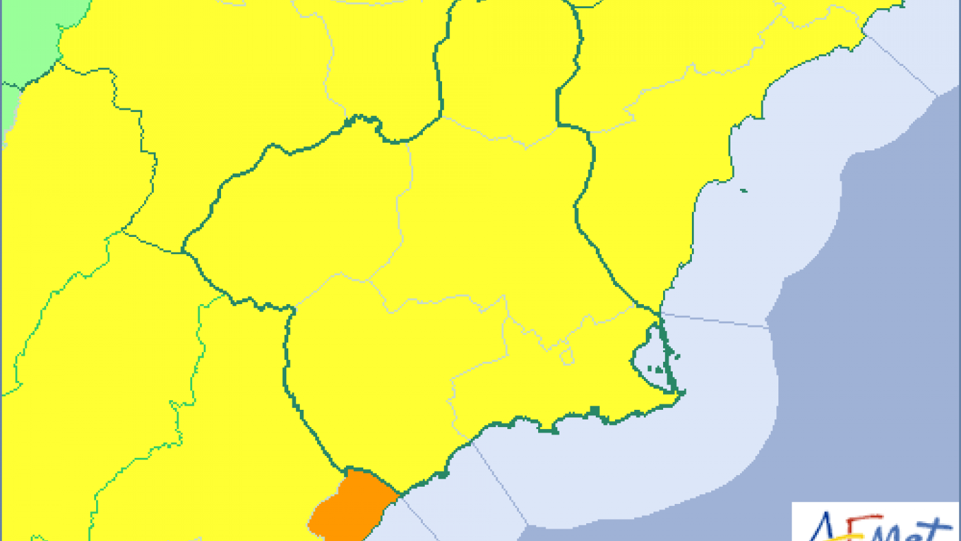 Mapa del aviso amarillo para este sábado