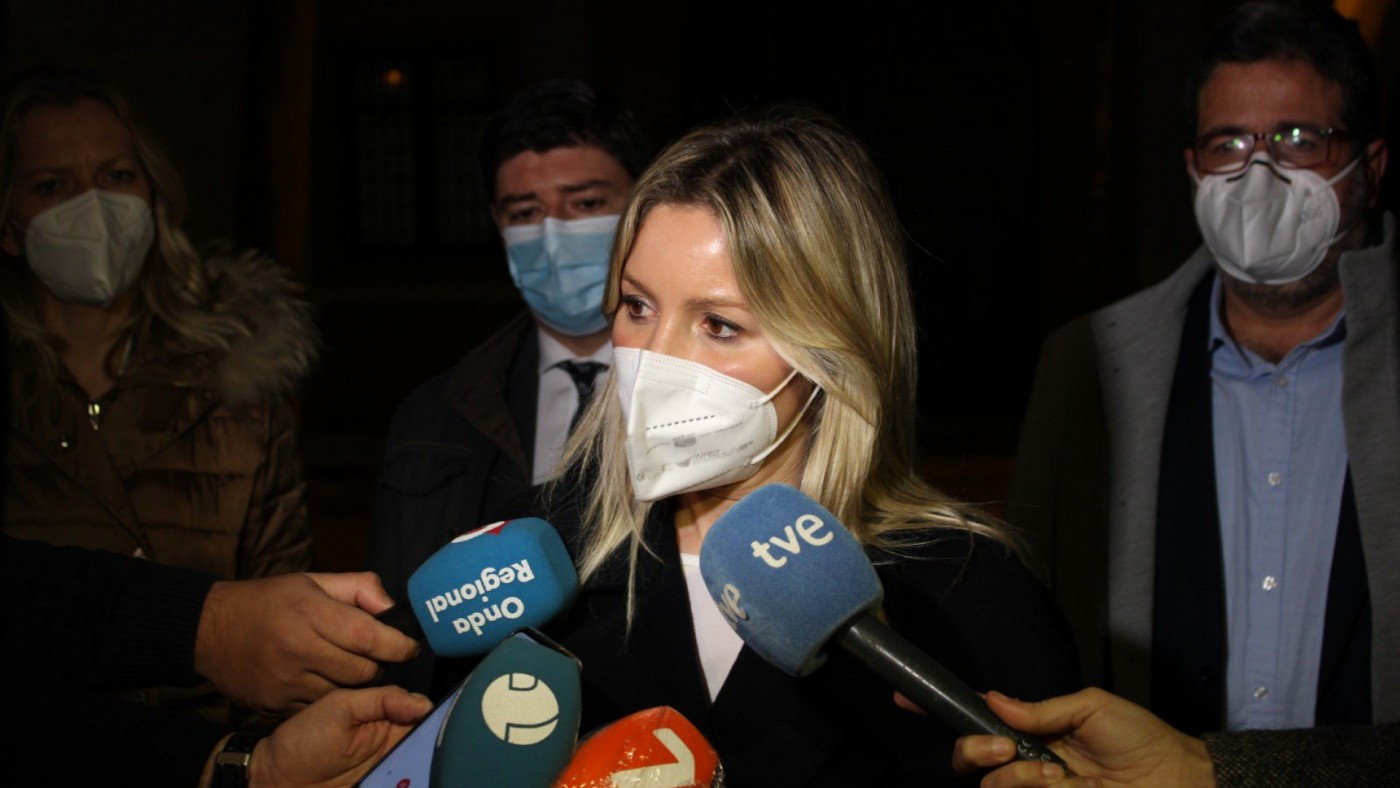 Martínez Vidal atiende a los medios a las puertas del Palacio de San Esteban
