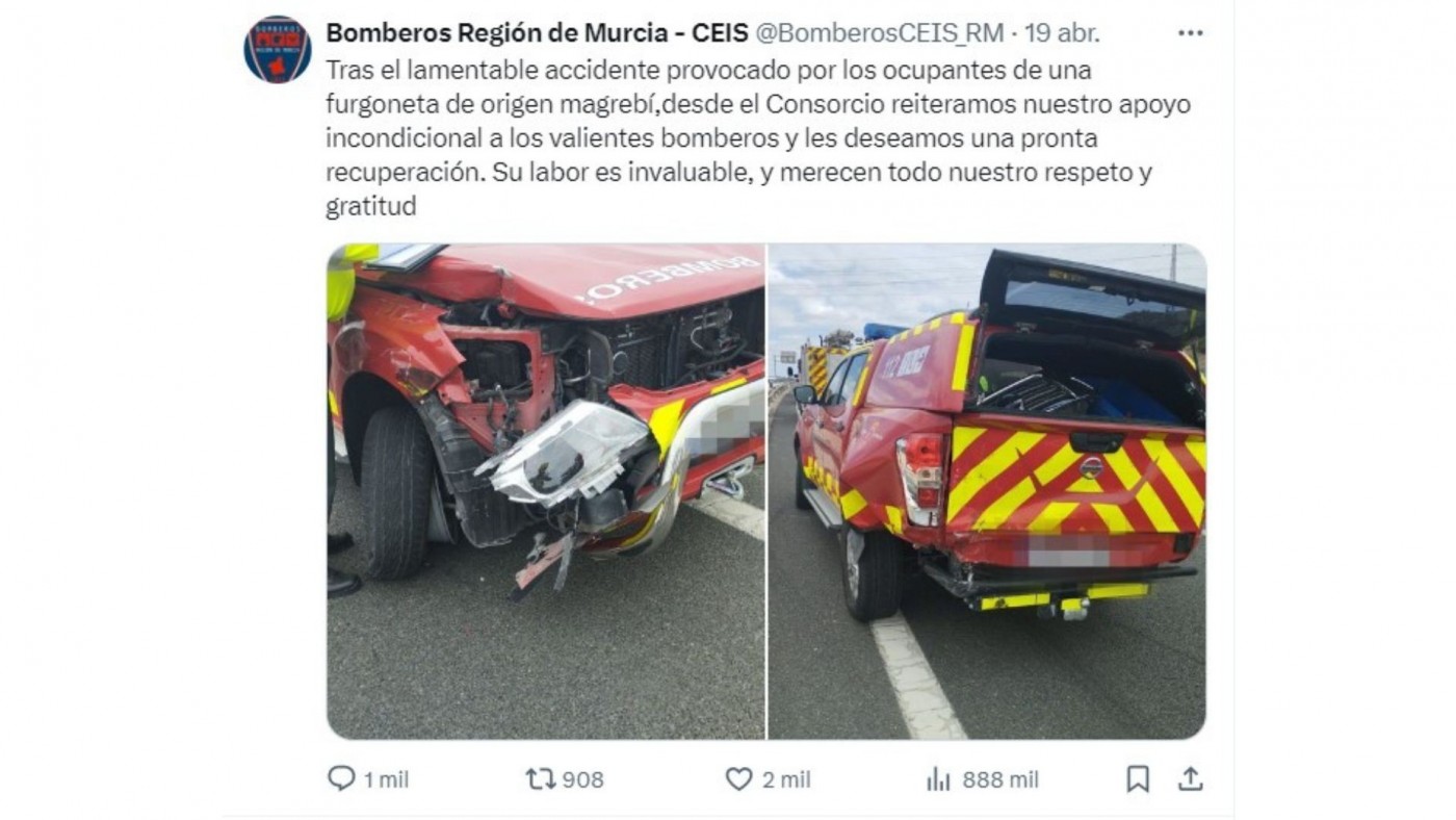 Los Bomberos del Consorcio de la Región de Murcia, en el punto de mira por este polémico tweet 