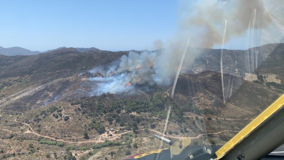 Imagen del incendio en el Barranco de Orfeo