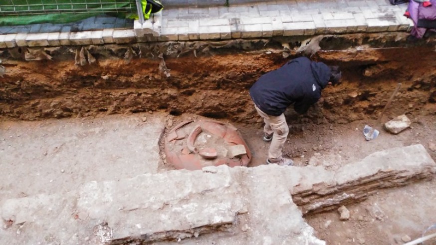 Restos arqueológicos en la calle Madre de Dios de Murcia