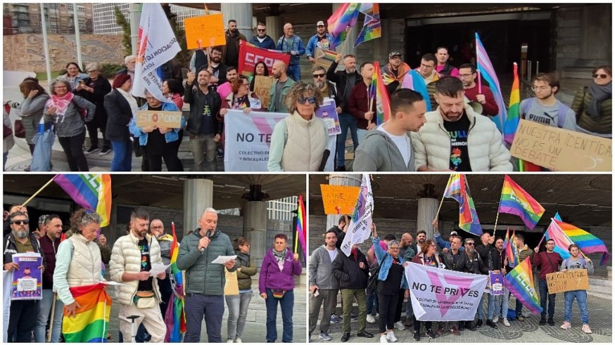 Protesta ante la Asamblea Regional contra la LGTBIfobia
