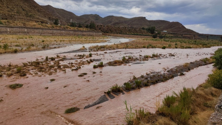 Rambla en Puerto Lumbreras tras las lluvias