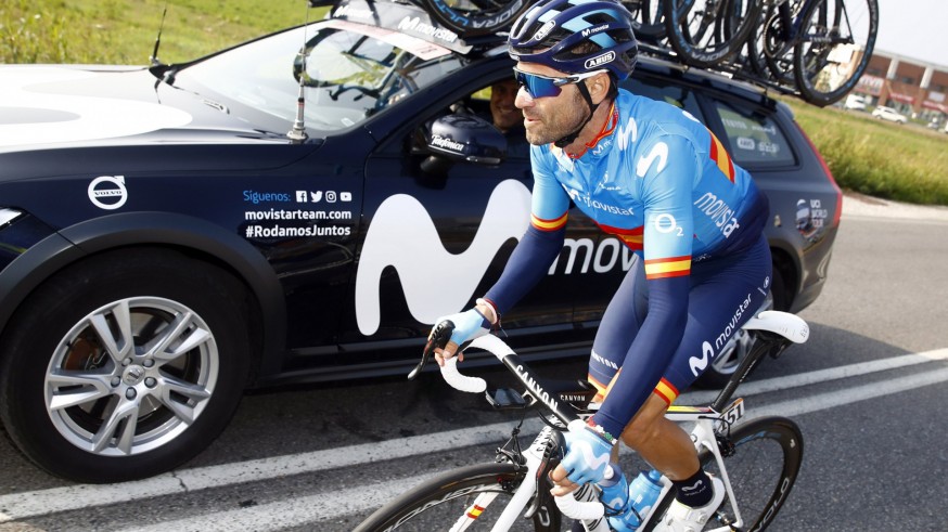 Valverde, durante el Giro de Lombardía. Foto: BettiniPhoto / Movistar Team