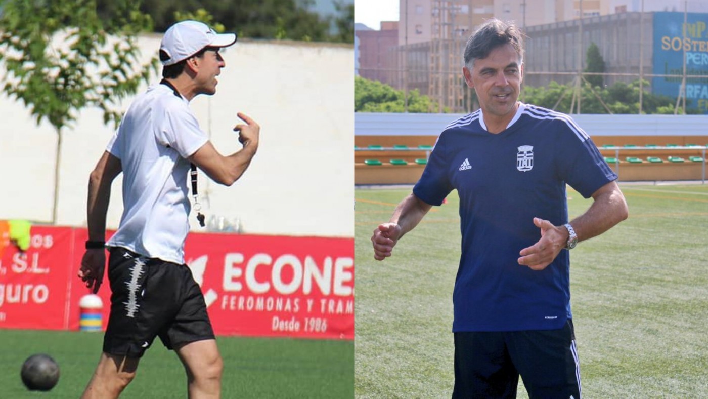 José Luis Acciari y Pepe Aguilar. Fotos: Racing Murcia y FC Cartagena