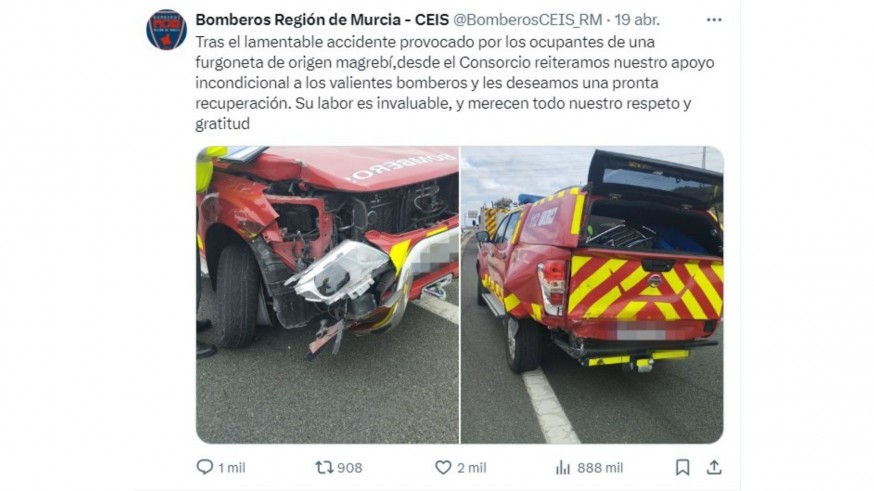 Los Bomberos del Consorcio de la Región de Murcia, en el punto de mira por este polémico tweet 