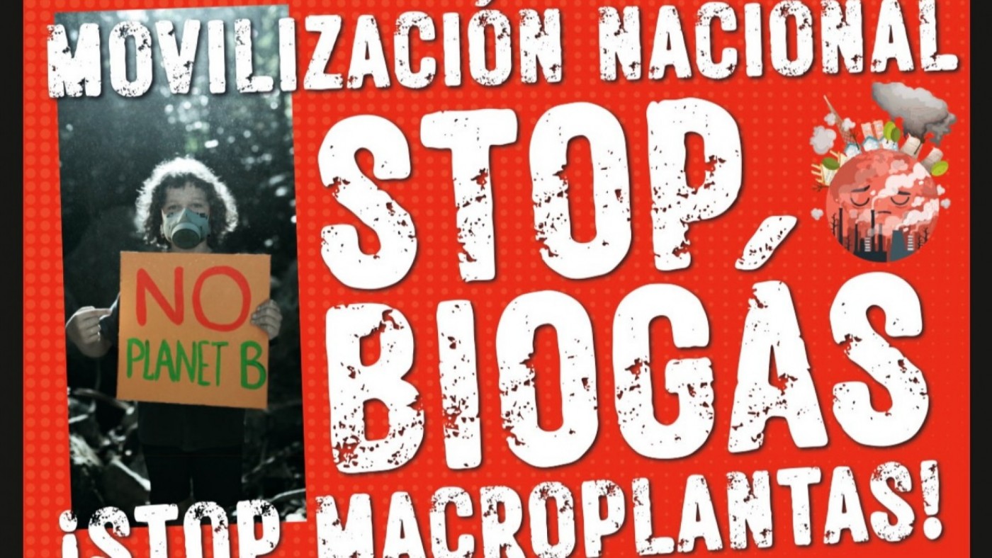 Movilización nacional este sábado contra las macroplantas de biogás