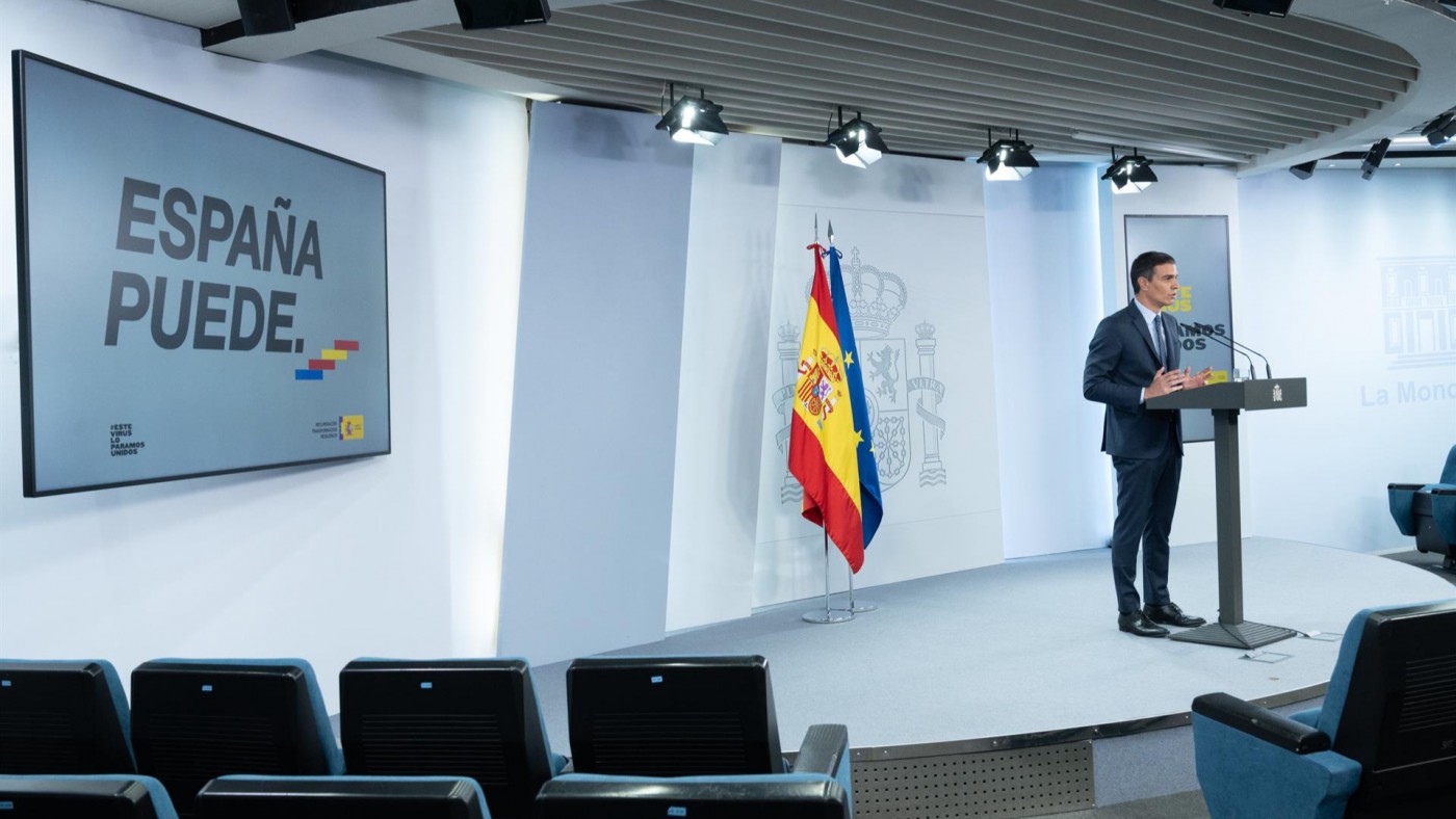 Pedro Sánchez en la rueda de prensa tras el Consejo de Ministros extraordinario