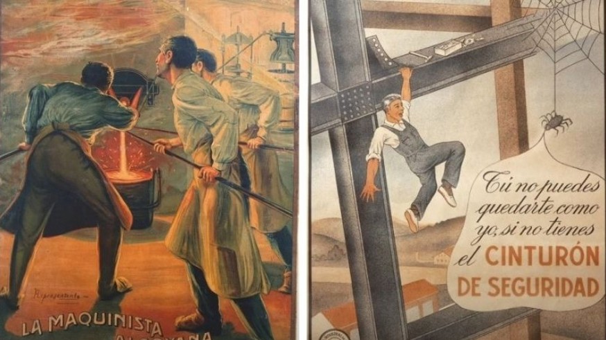 Exposición de carteles históricos que daban los primeros pasos en prevención de riesgos laborales