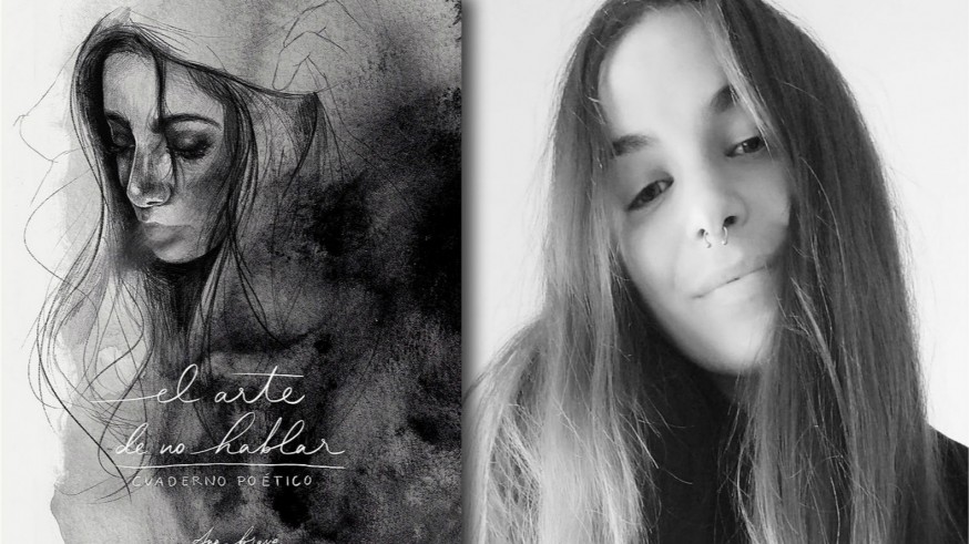 Ana Belén Tomás y portada del libro 'El arte de no hablar'