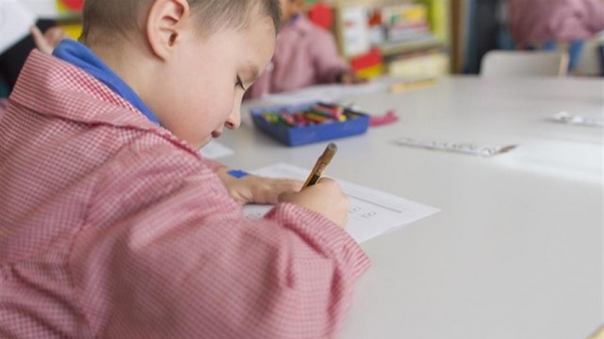 niño en clase