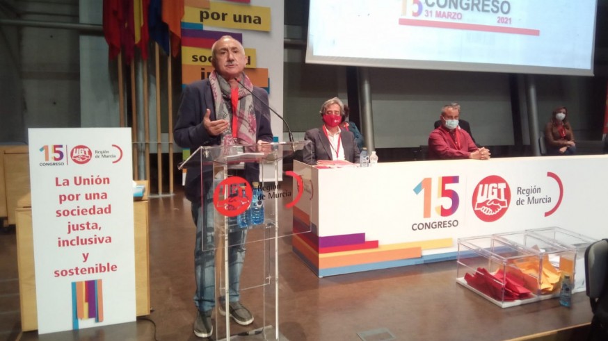 Pepe Álvarez, durante su intervención en el XV Congreso regional del sindicato. UGT