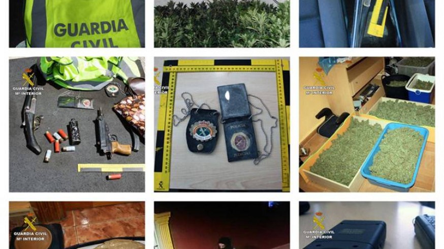 Droga, armamento, chalecos y placas de la Guardia Civil. GUARDIA CIVIL
