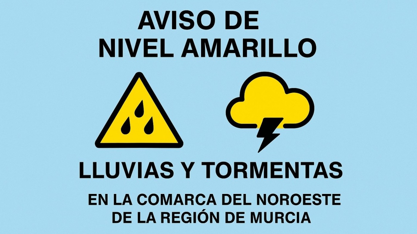 Aviso amarillo en el Noroeste de la Región por lluvias y tormentas este viernes