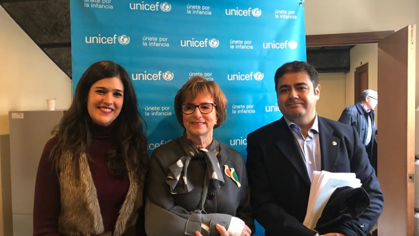 Representantes de UNICEF durante la presentación del informe.