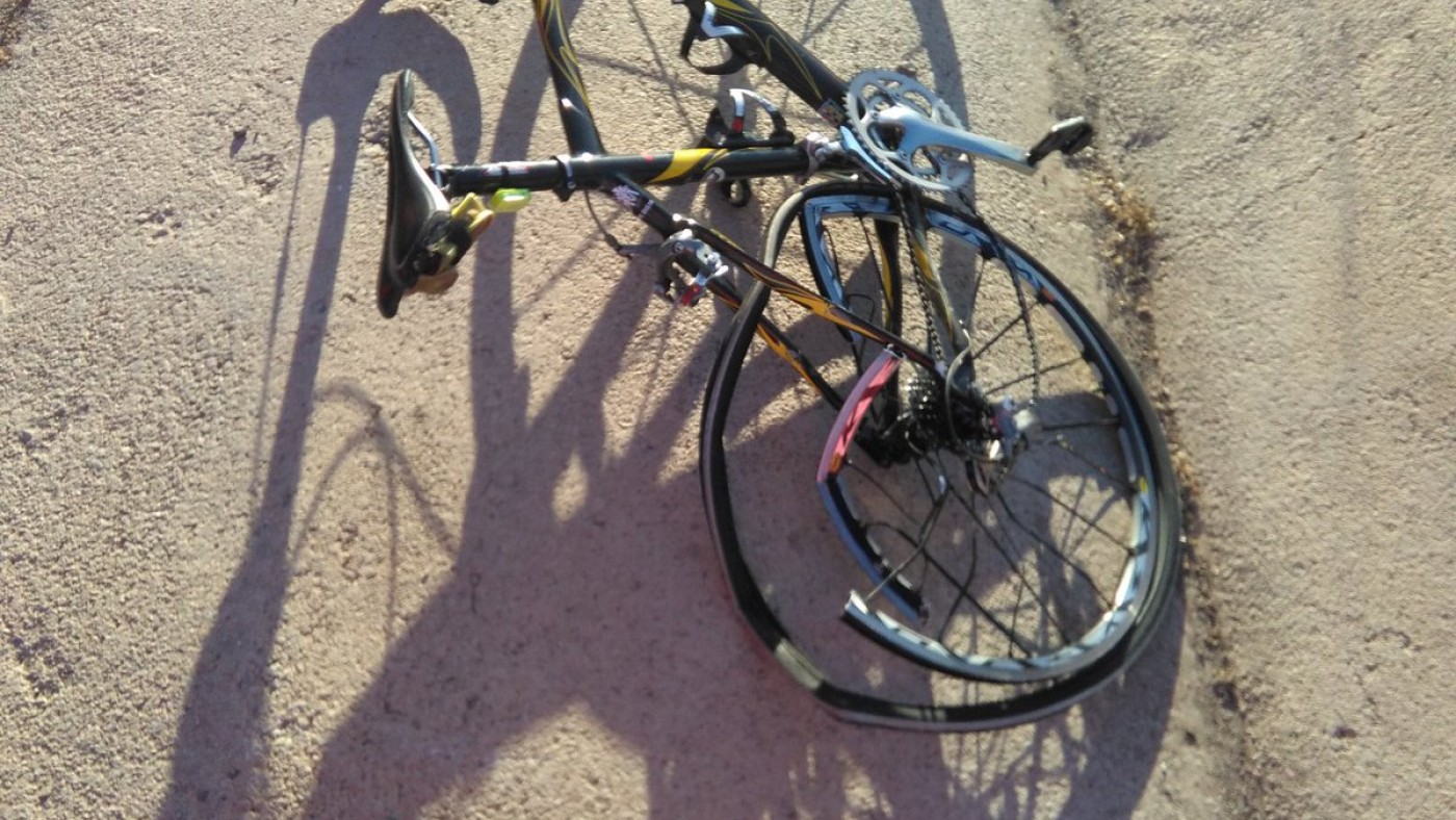 Estado en el que ha quedado la bicicleta tras el accidente