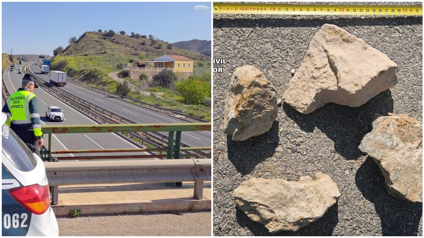 Dos menores, investigados por lanzar piedras a vehículos en la A-7 a la altura de Santomera