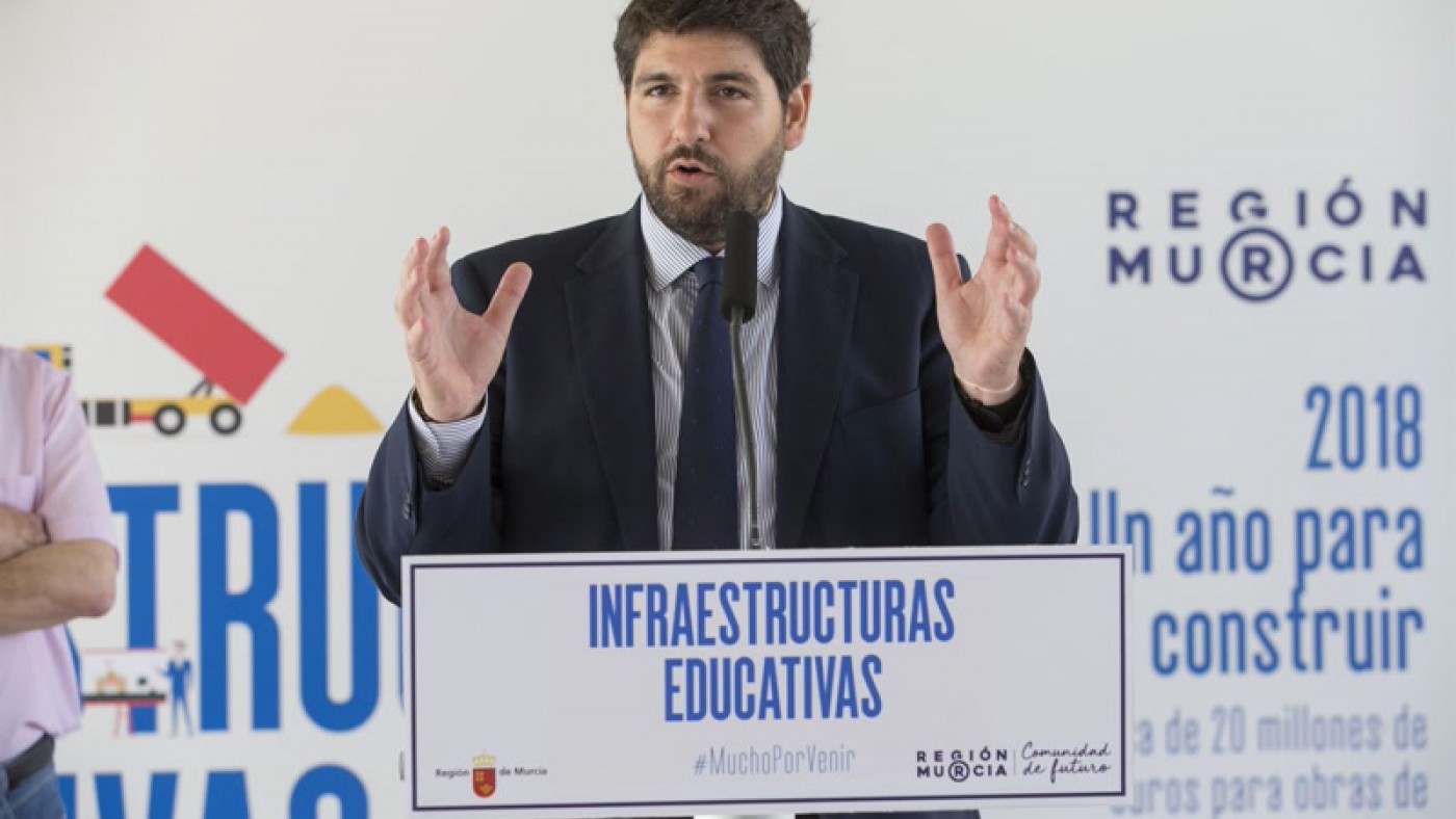 López Miras presenta el Plan de Mejoras de Infraestructuras Educativas