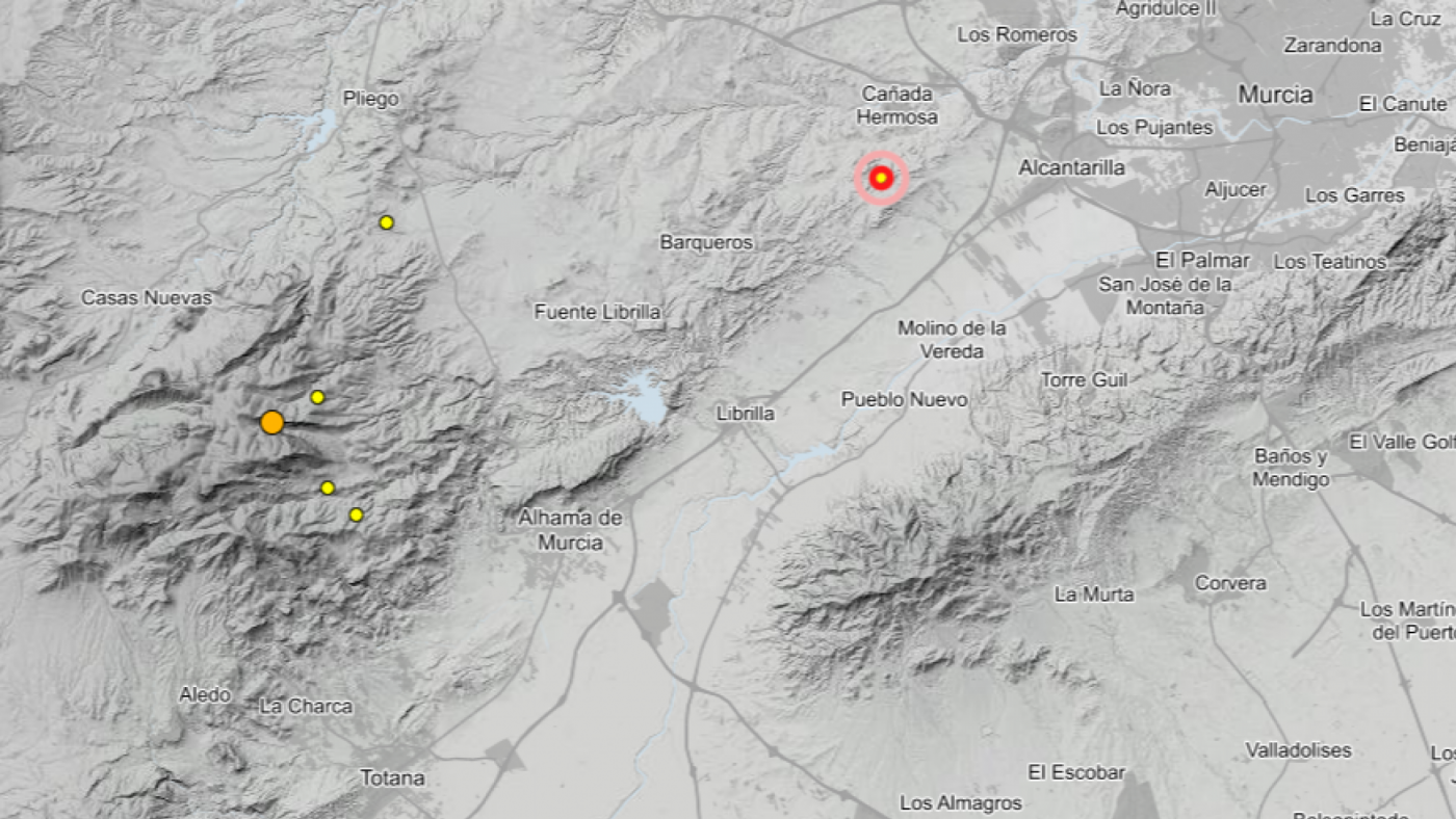 Cadena de terremotos en varias localidades próximas a Sierra Espuña