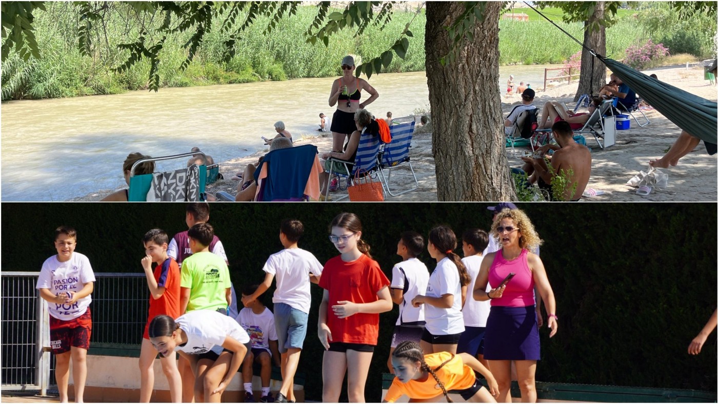 Piscinas municipales y el río Segura para mitigar el calor del primer fin de semana del verano
