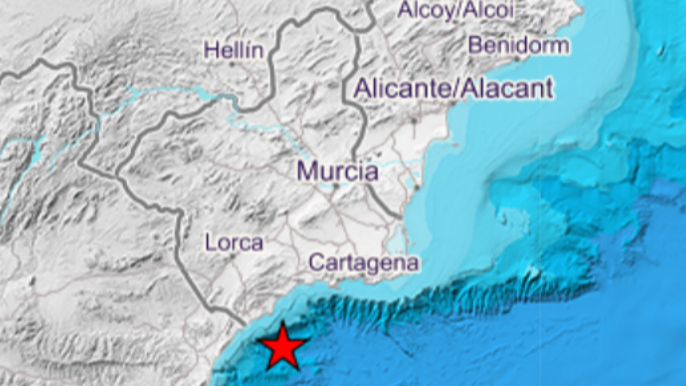 Terremoto de 2,7º en alta mar cerca de Águilas
