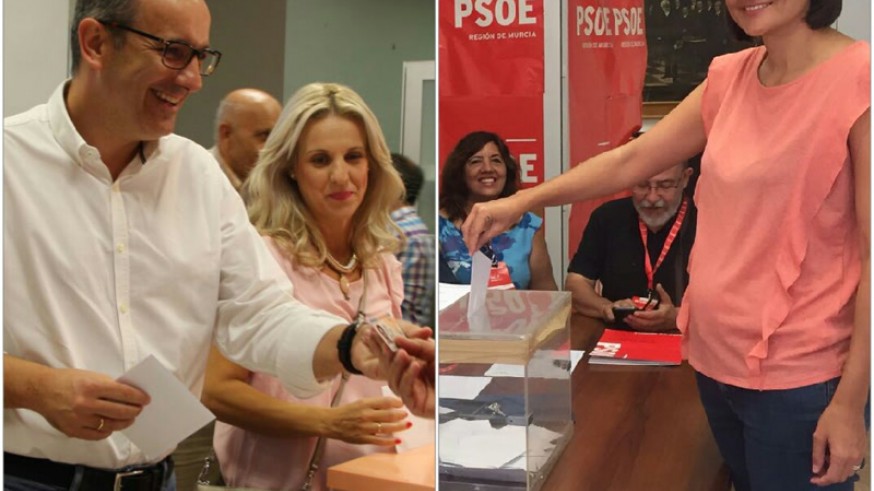 María Gonzalez Veracruz y Diego Conesa votando. PSRM-PSOE