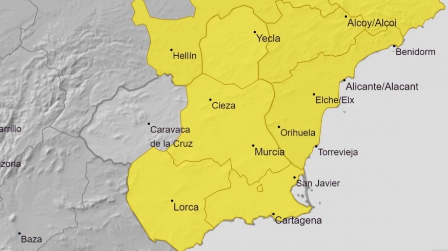 Aviso amarillo por tormentas este miércoles en casi toda la Región 