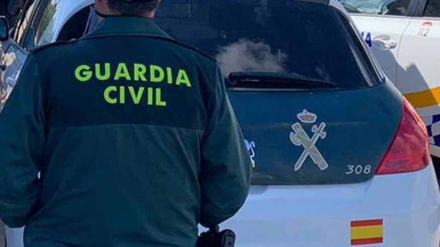 Agente de la Guardia Civil de espaldas y vehículo del cuerpo