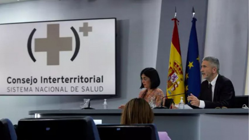 Darias y Marlaska en rueda de prensa tras la reunión del Consejo Interterritorial de Salud. EP