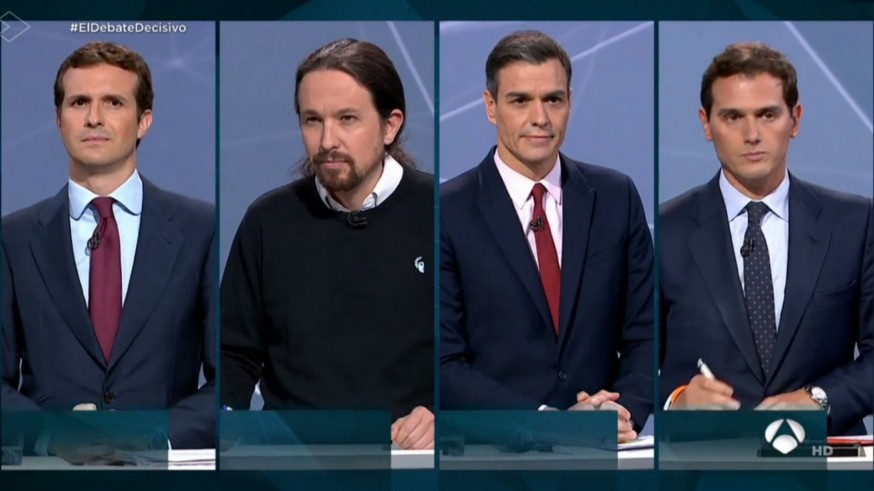 Los cuatro candidatos en el debate de Atresmedia.