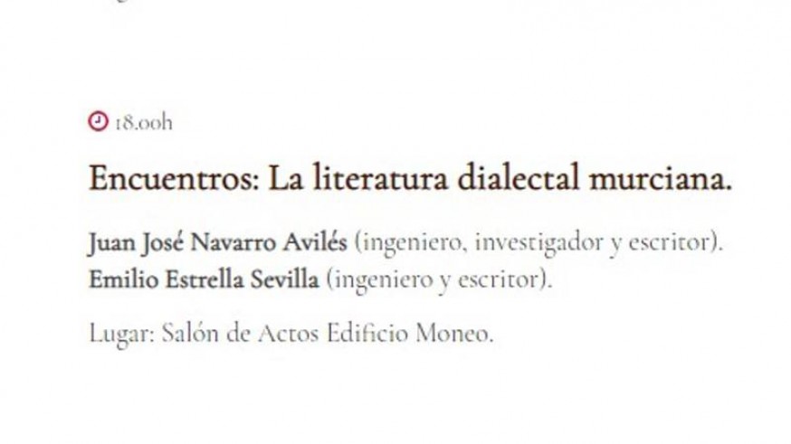 MURyCÍA. Conferencia sobre literatura dialectal murciana