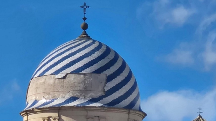 Comienza la compleja restauración de la cúpula de la Basílica de la Purísima en Yecla tras los daños del temporal