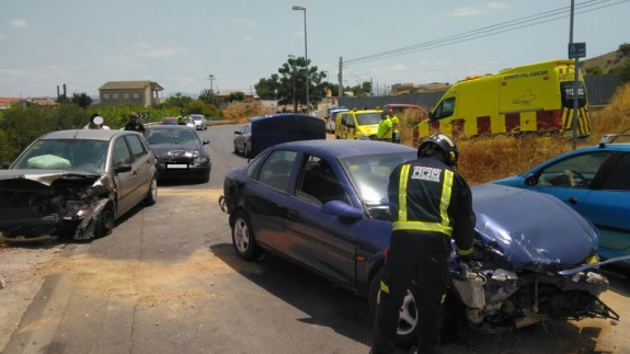 Tres heridos en una colisión múltiple en Alguazas