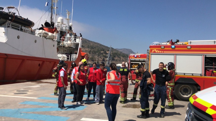 Simulacro de emergencias en un crucero de gran pasaje en Cartagena