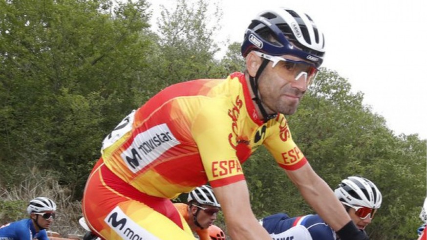 Alejandro Valverde, durante un Mundial con España. Foto: Movistar Team