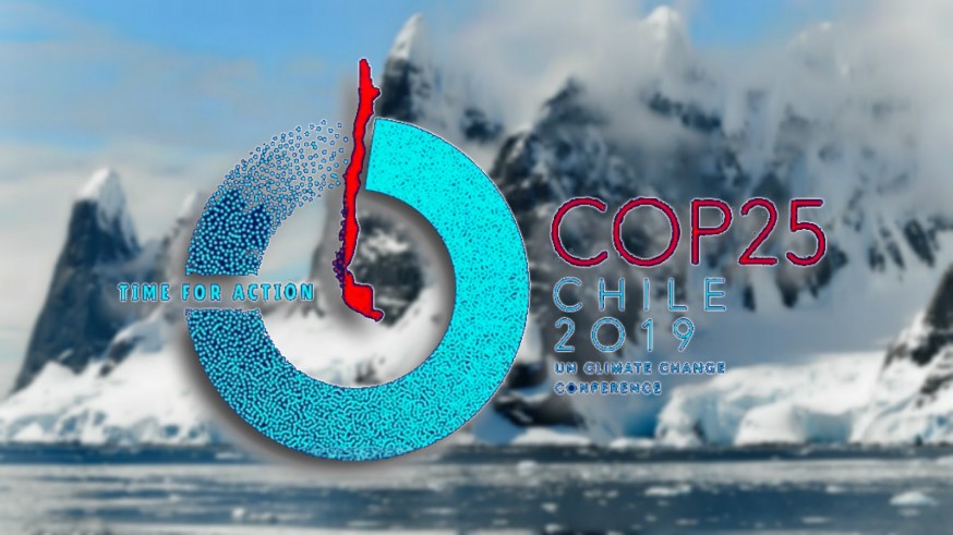 Glaciares y logo del COP25