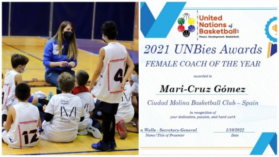 Mari Cruz Gómez, galardonada como Entrenadora del Año por Naciones Unidas del Baloncesto