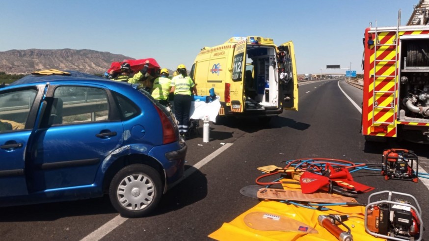 Tres accidentes de tráfico en Alhama acaban con ocho personas en el hospital