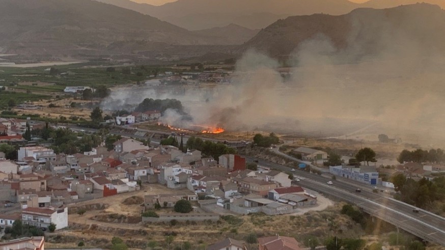 Servicios de emergencias intervienen en un incendio agrícola en Librilla