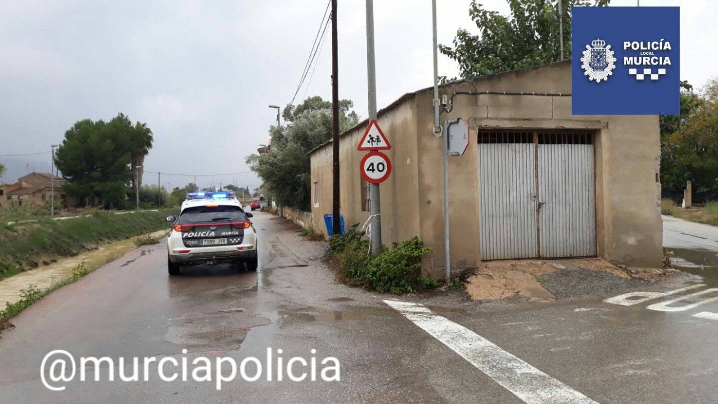 Carreteras cortadas en el municipio de Murcia por las lluvias