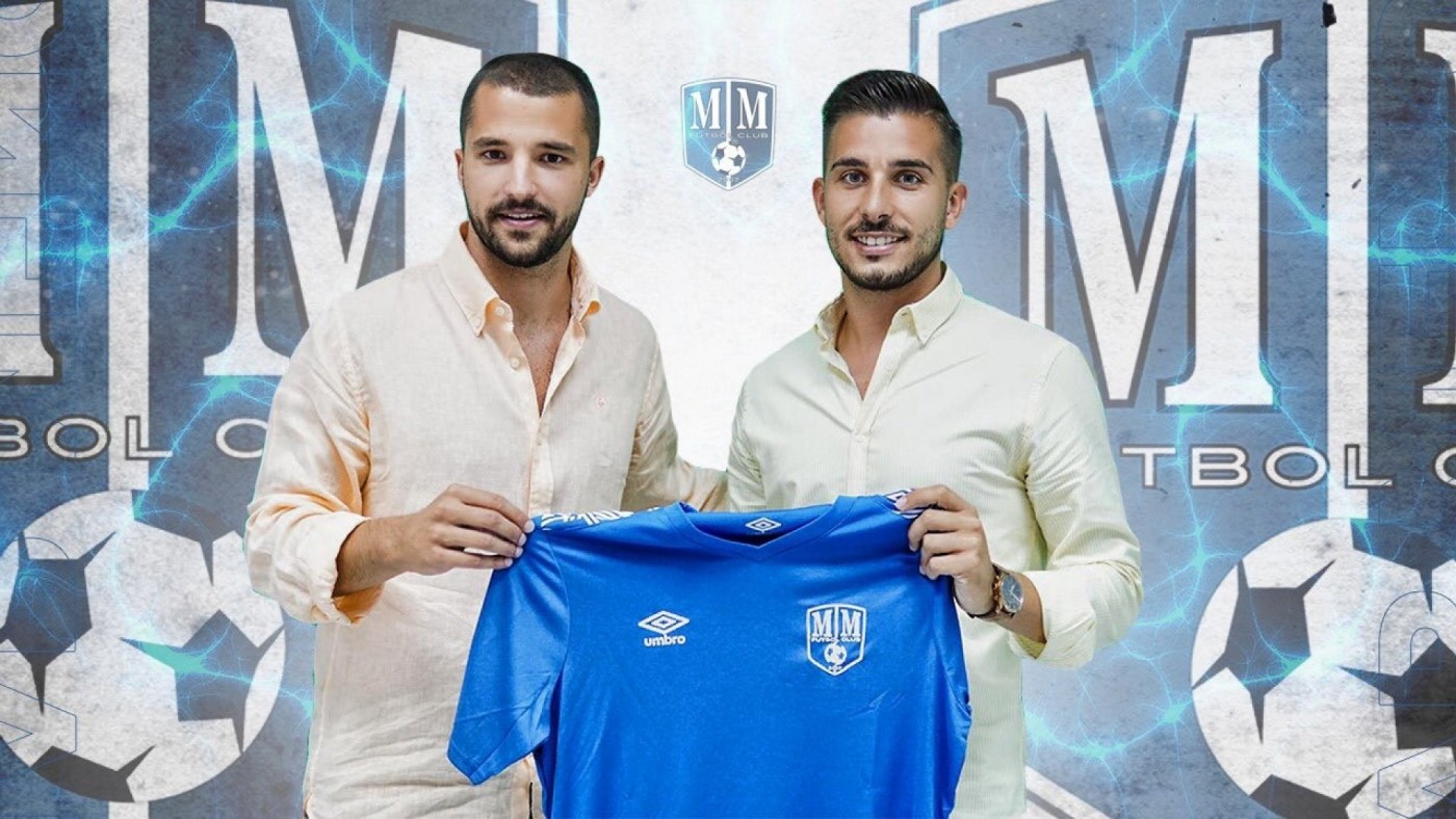Omar Nicolás, con Pedro Alburquerque en 2020. Foto: MAR MENOR FC