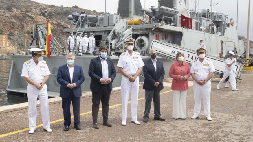 Felipe VI acompañado de las autoridades regionales en su visita a Cartagena. AYTO CARTAGENA