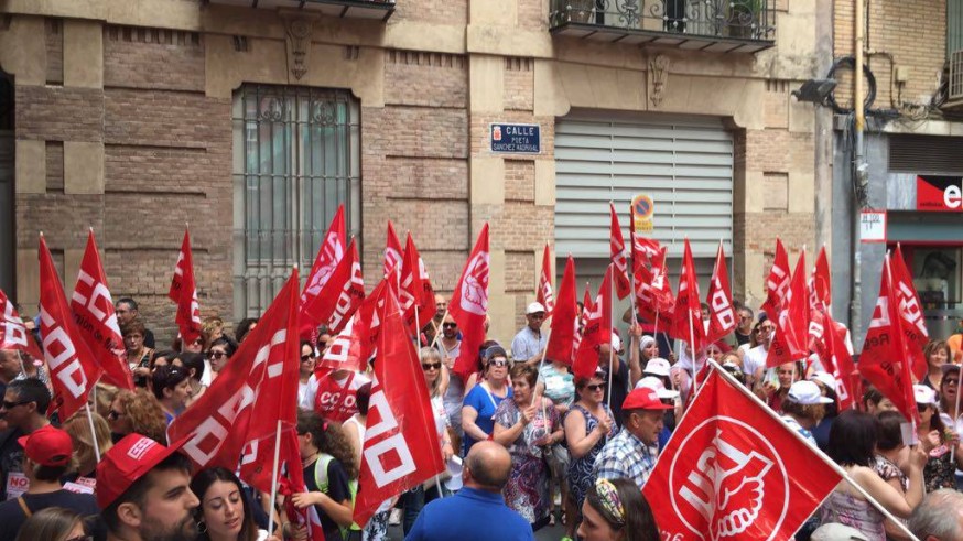 Protesta en Murcia de los trabajadores de la conserva a finales de junio