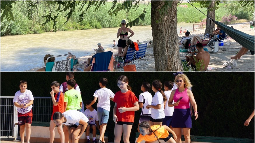 Piscinas municipales y el río Segura para mitigar el calor del primer fin de semana del verano