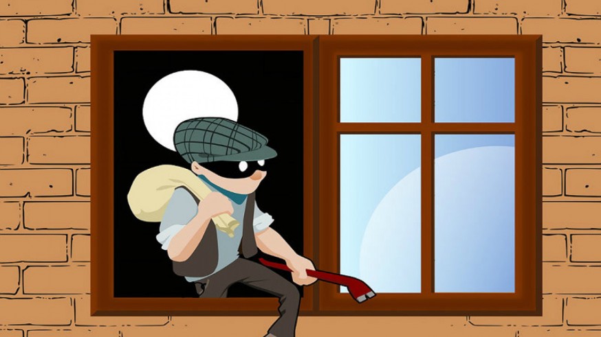 Dibujo de ladrón saliendo por ventana