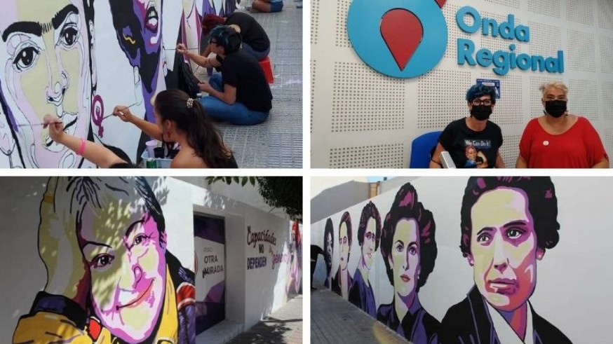 Algunas imágenes del mural y Noelia Muriana y Desiré Ayala en ORM